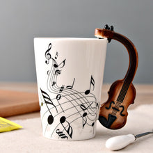 Load image into Gallery viewer, Novelty Guitar Ceramic Cup Personality Music Note Milk Juice Lemon Mug Coffee Tea Cup Home Office Drinkware Unique Gift