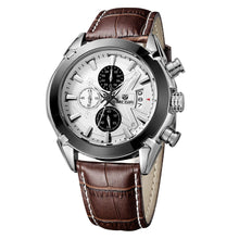 Load image into Gallery viewer, Megir Branded New Fashion Man Watch Genuine Leather Band 3 Small Dials Quartz Wristwatch Analog Display Date Chronograph Black/Brown Relogio Masculino